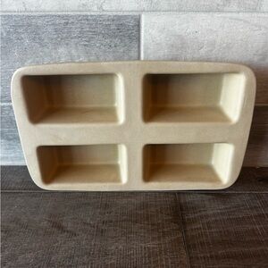 Pampered Chef Family Heritage Stoneware Classics Collection Mini 4 Loaf Pan3”X6”